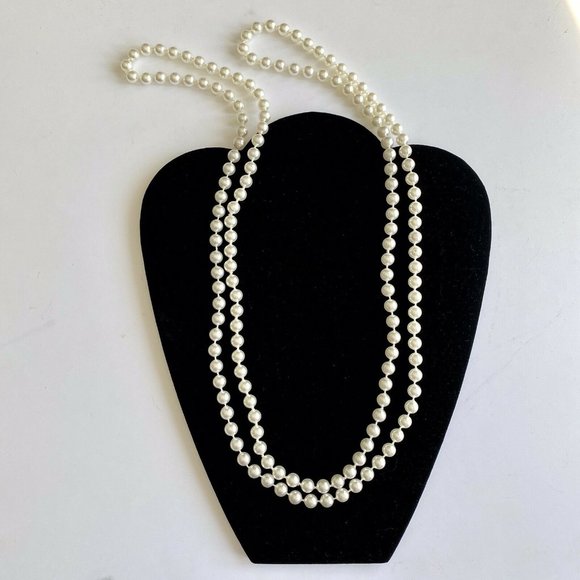 Fun Faux Pearl Beaded Opera Length Continuous 58 Inch Necklace - Picture 3 of 5